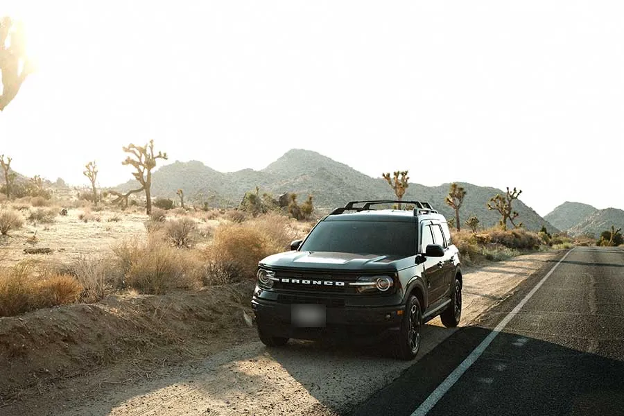 Black Ford Bronco Sport on a desert road